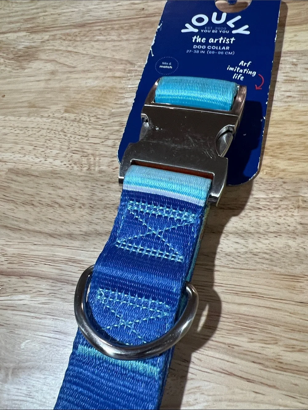 NWT Youly the Artist Blue Striped Dog Collar XXL-XXXL 27-38” neck z98